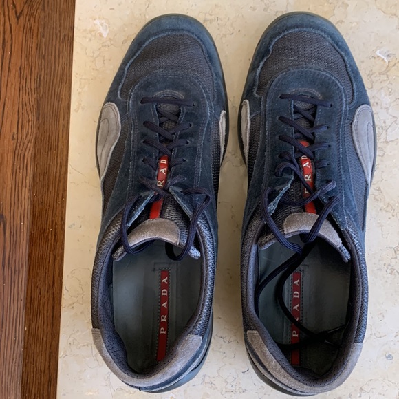 Prada suede sneakers. Sz 11. Blue/grey side w/dark grey mesh.Worn once inside !! - Picture 11 of 12